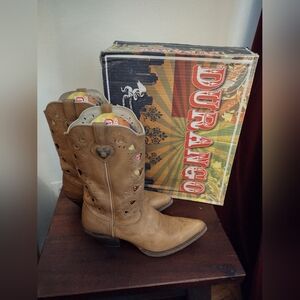 Durango Crush Heartfelt Tan Heart Cutout Boots